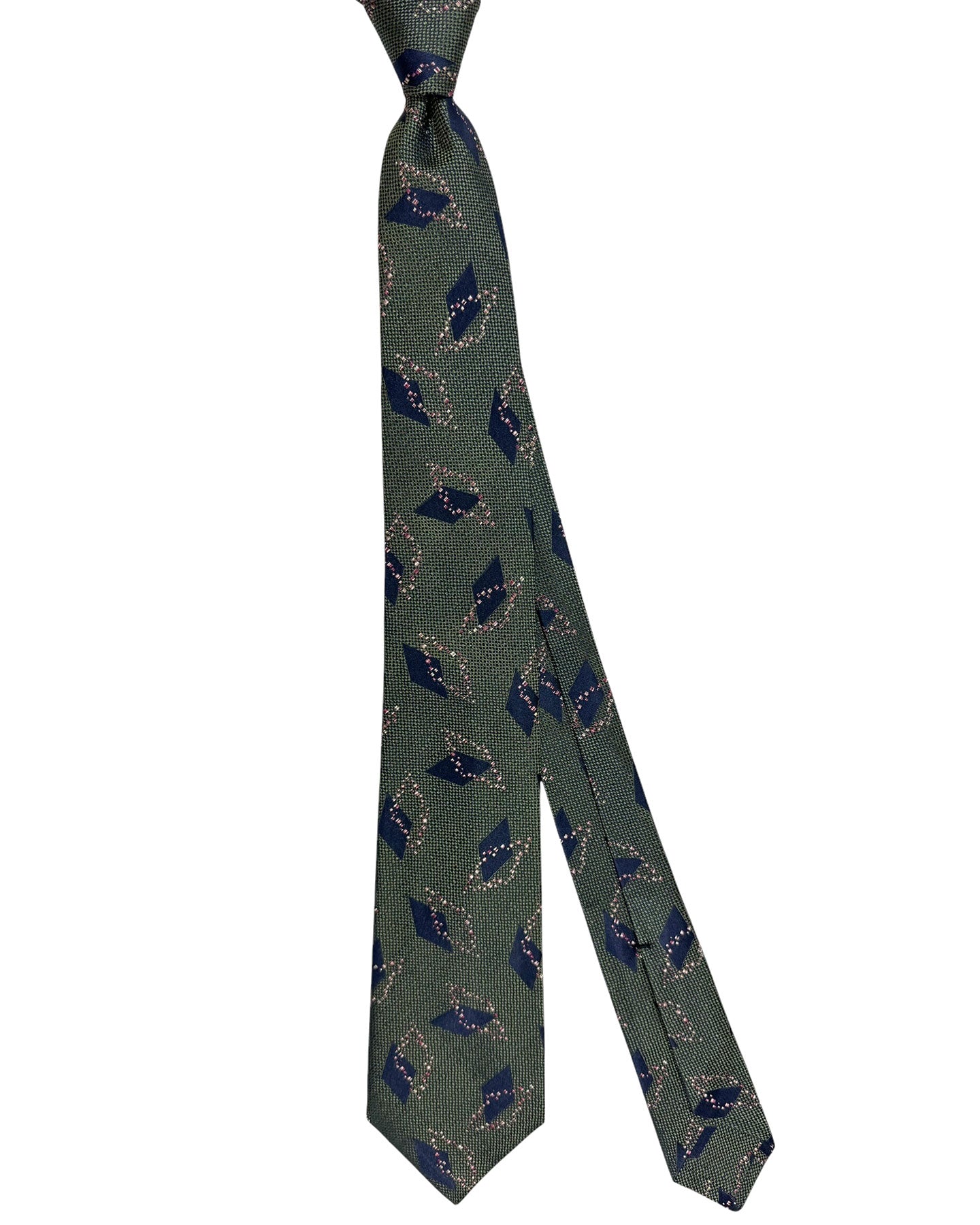 Kiton Tie Green Diamonds Design - Sartorial Sevenfold Necktie