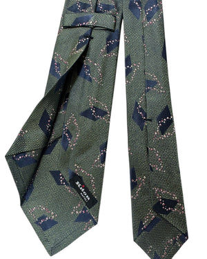 Kiton Tie Forest Green Diamonds Design - Sartorial Sevenfold Necktie