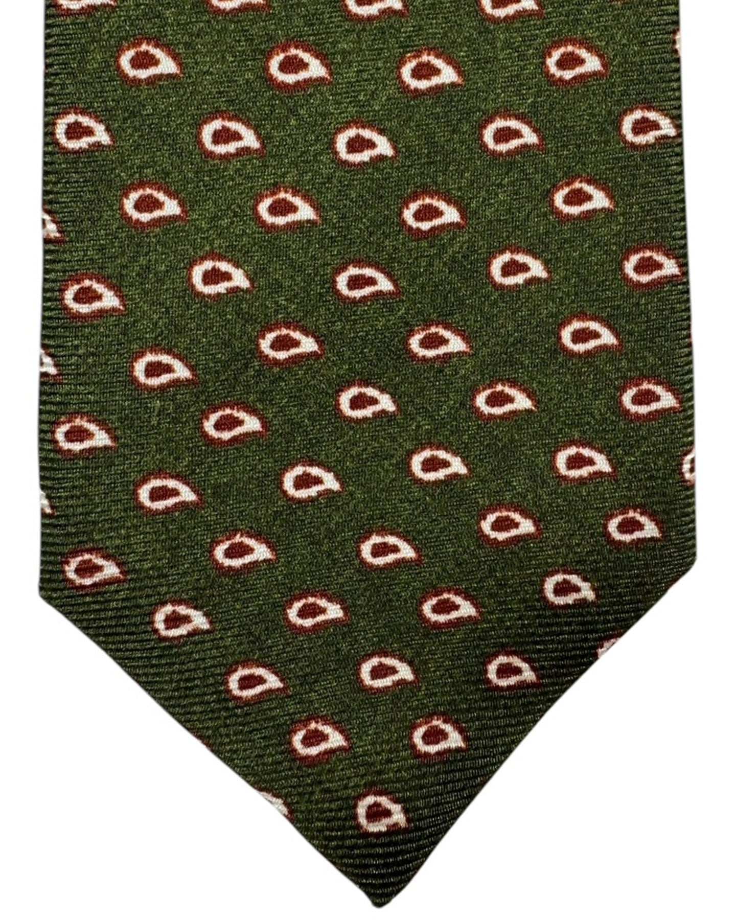 Kiton Sevenfold Tie Dark Green Mini Paisley