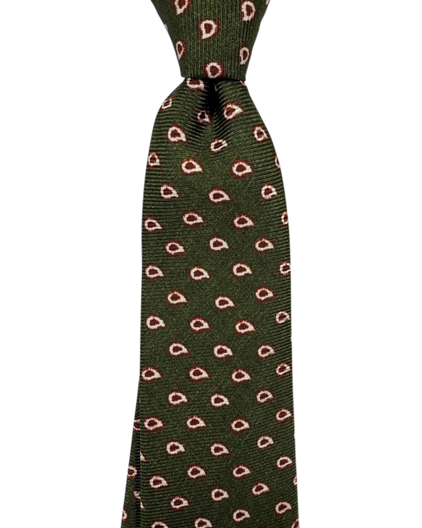 Kiton Sevenfold Tie Dark Green Mini Paisley