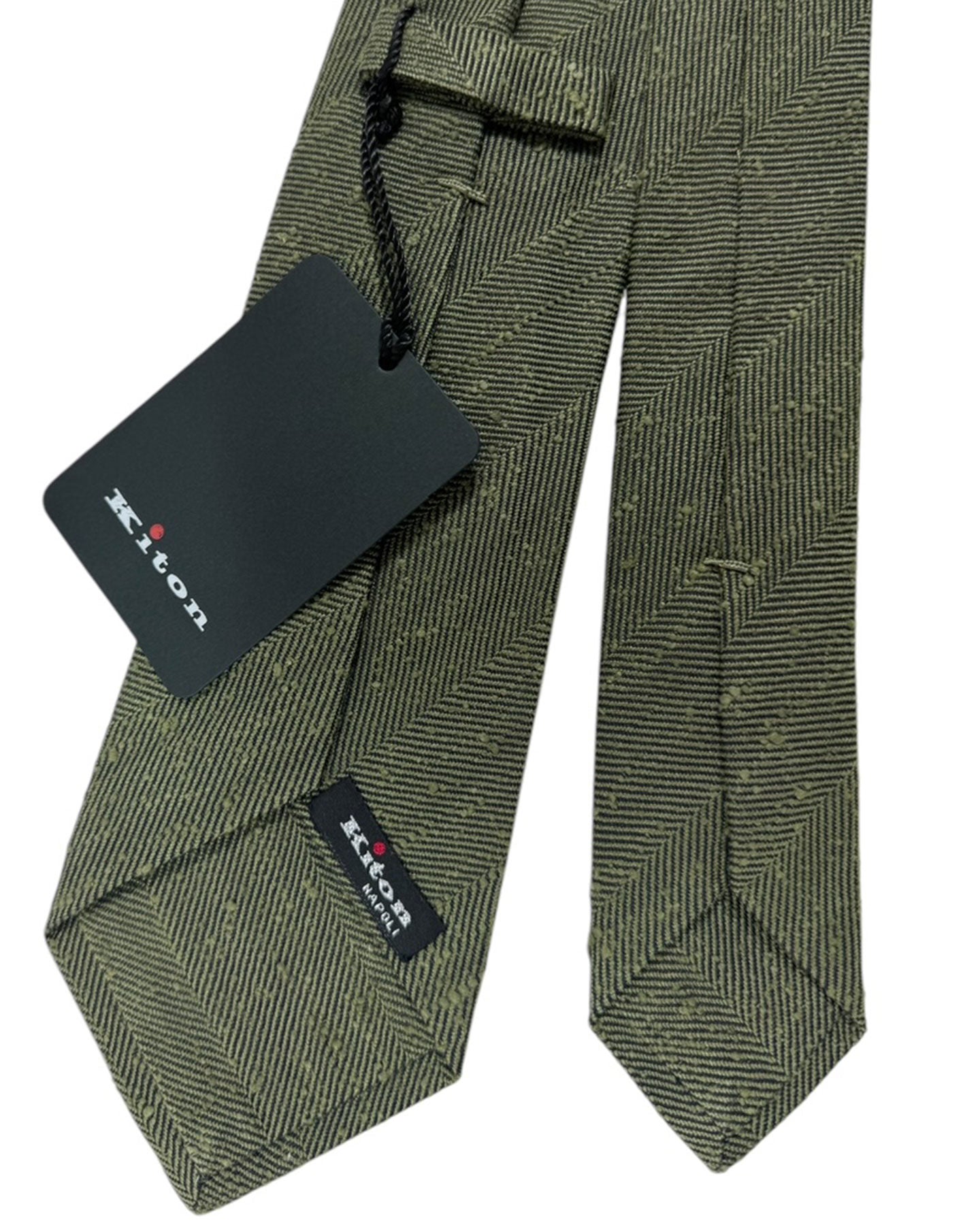 Kiton Sevenfold Tie Forest Green