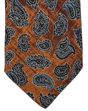 Kiton Sevenfold Tie Brown Paisley