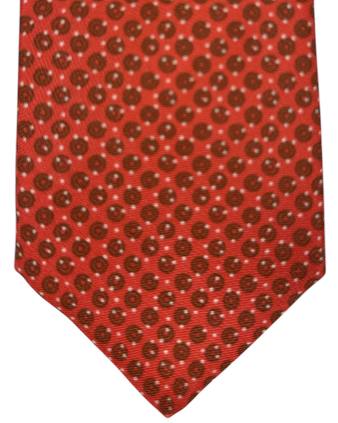 Kiton Tie Orange Olive Dots - Sevenfold Necktie