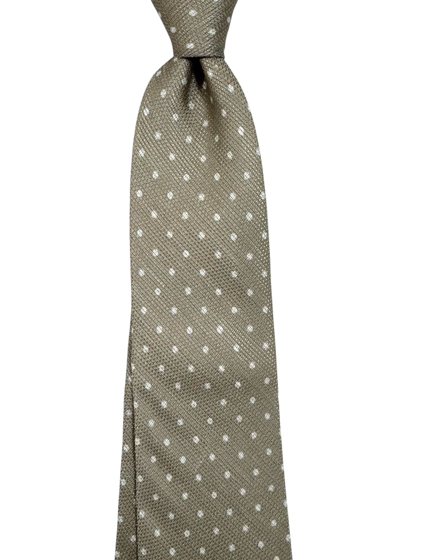Kiton Tie Taupe - Linen Silk Sevenfold Necktie