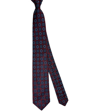 Kiton Tie Brown Teal Medallion - Sevenfold Necktie
