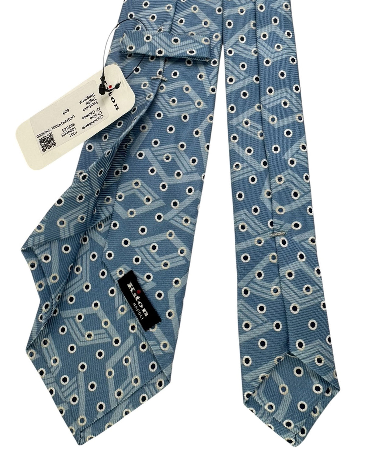 Kiton Sevenfold Tie Blue Dots Geometric SALE