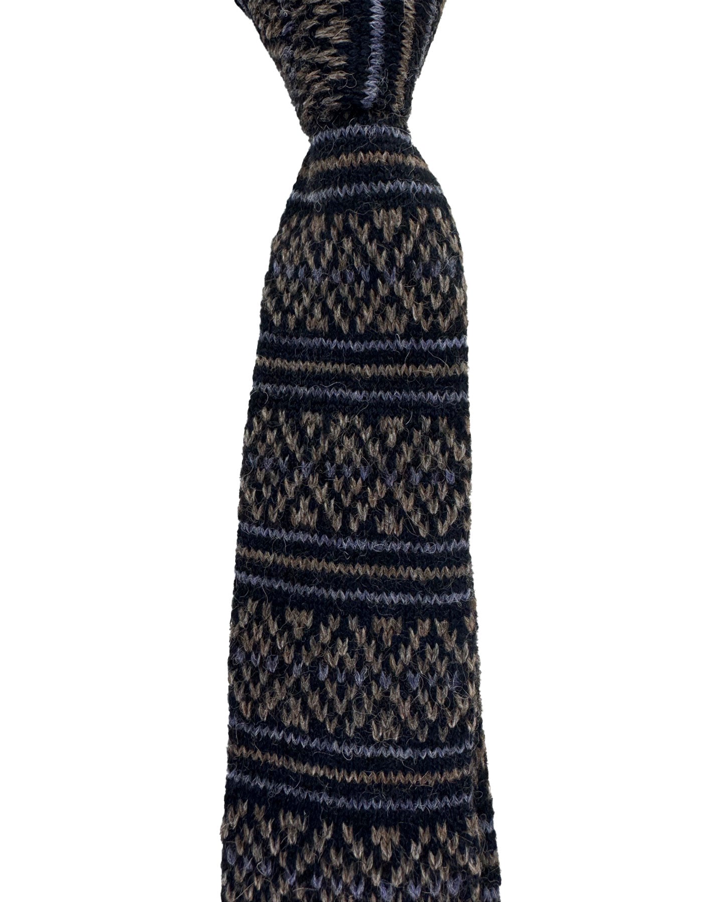 Kiton Cashmere Square End Knitted Tie Dark Blue Stripes