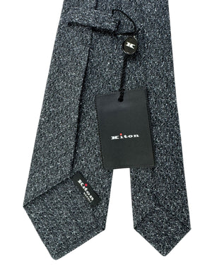 Kiton Sevenfold Tie Black Gray-Silver - Wool Silk