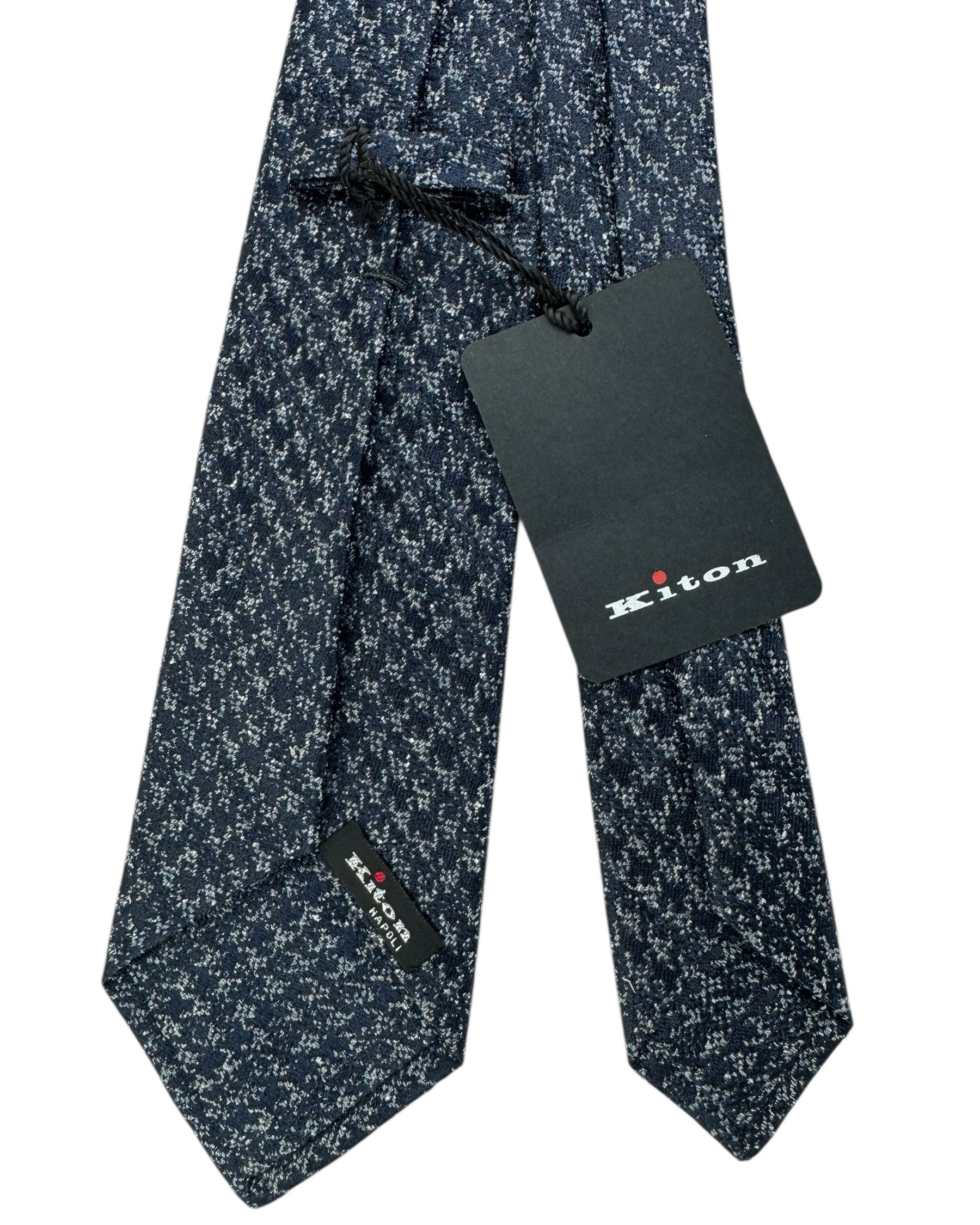 Kiton Sevenfold Tie Gray Black Houndstooth