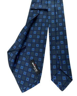 Kiton Sevenfold Tie Navy Dark Green Royal Blue - Narrow Cut
