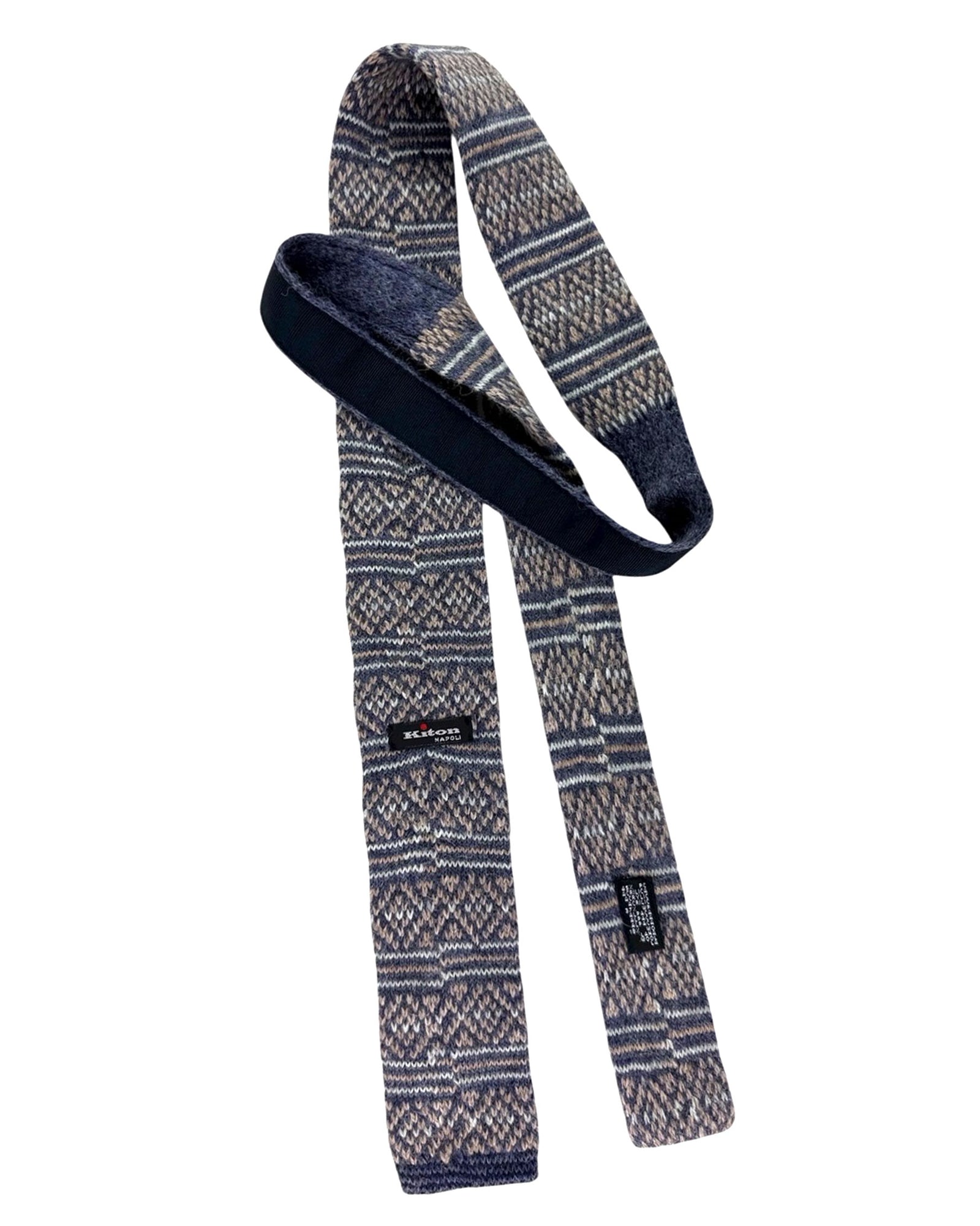 Kiton Square End Knitted Tie Gray Taupe 