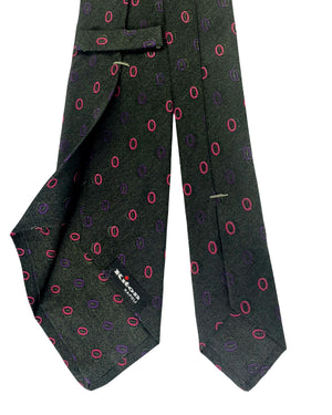Kiton Sevenfold Tie Dark Green Pink Purple Ovals