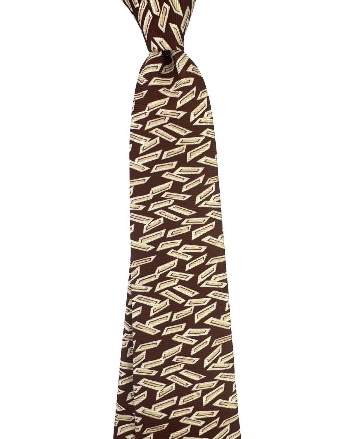 Kiton Sevenfold Tie Brown Geometric Design