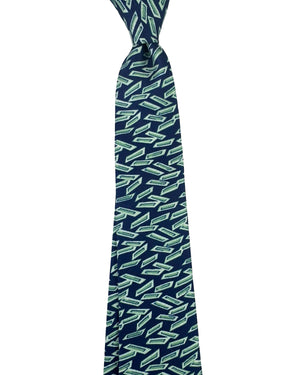 Kiton Sevenfold Tie Navy Mint Green Rectangles