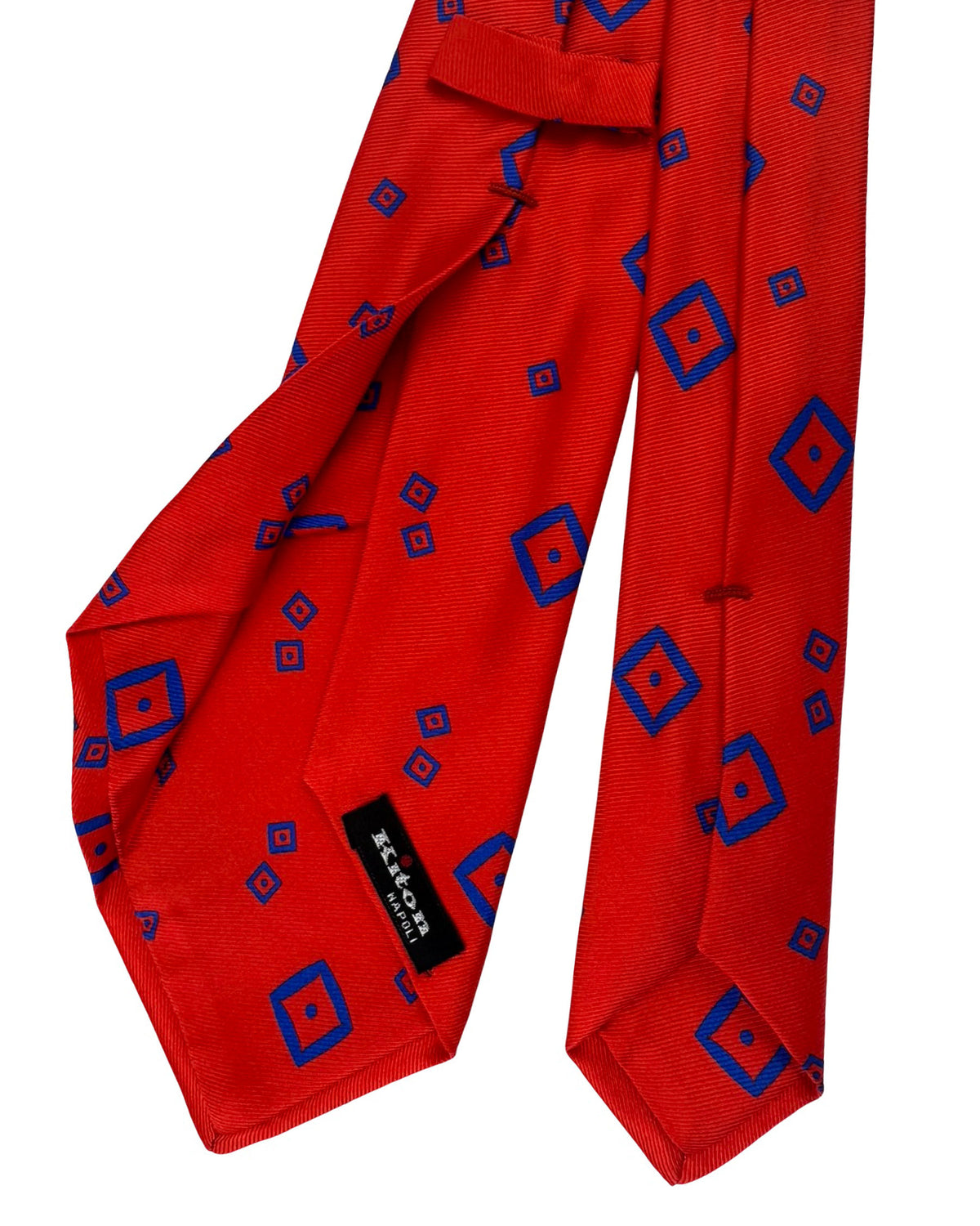 Kiton Tie Red Royal Blue Geometric - Sevenfold Necktie