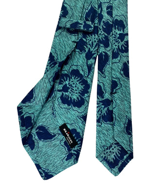 Kiton Sevenfold Tie Aqua Navy Floral