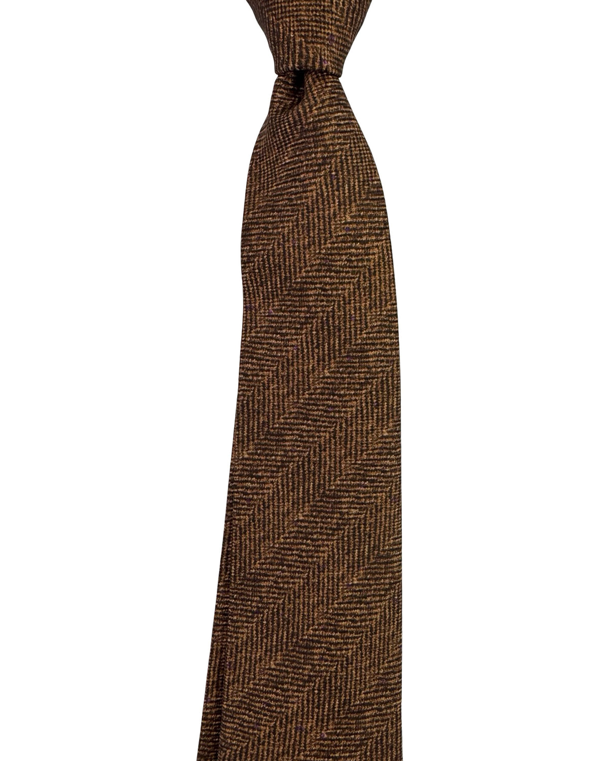 Kiton Sevenfold Tie Brown Herringbone