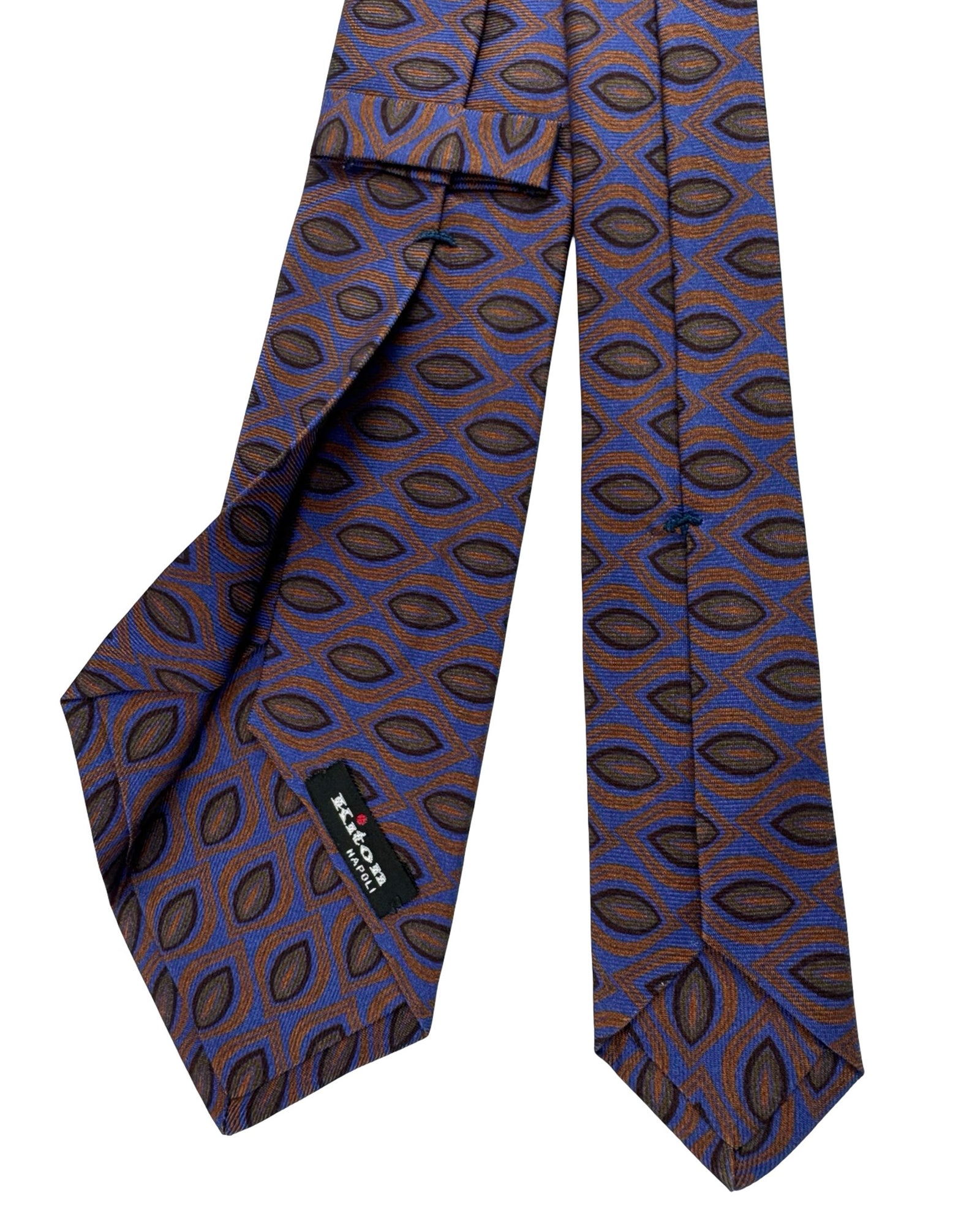 Kiton Sevenfold Tie Brown Royal Blue
