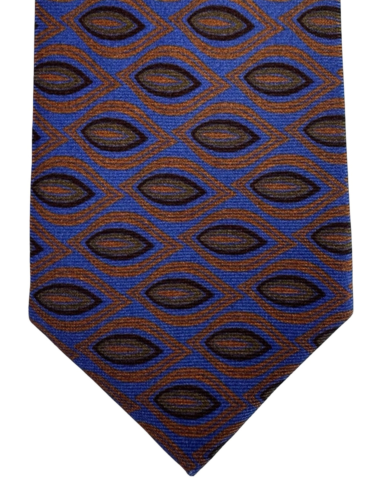 Kiton Sevenfold Tie Brown Royal Blue