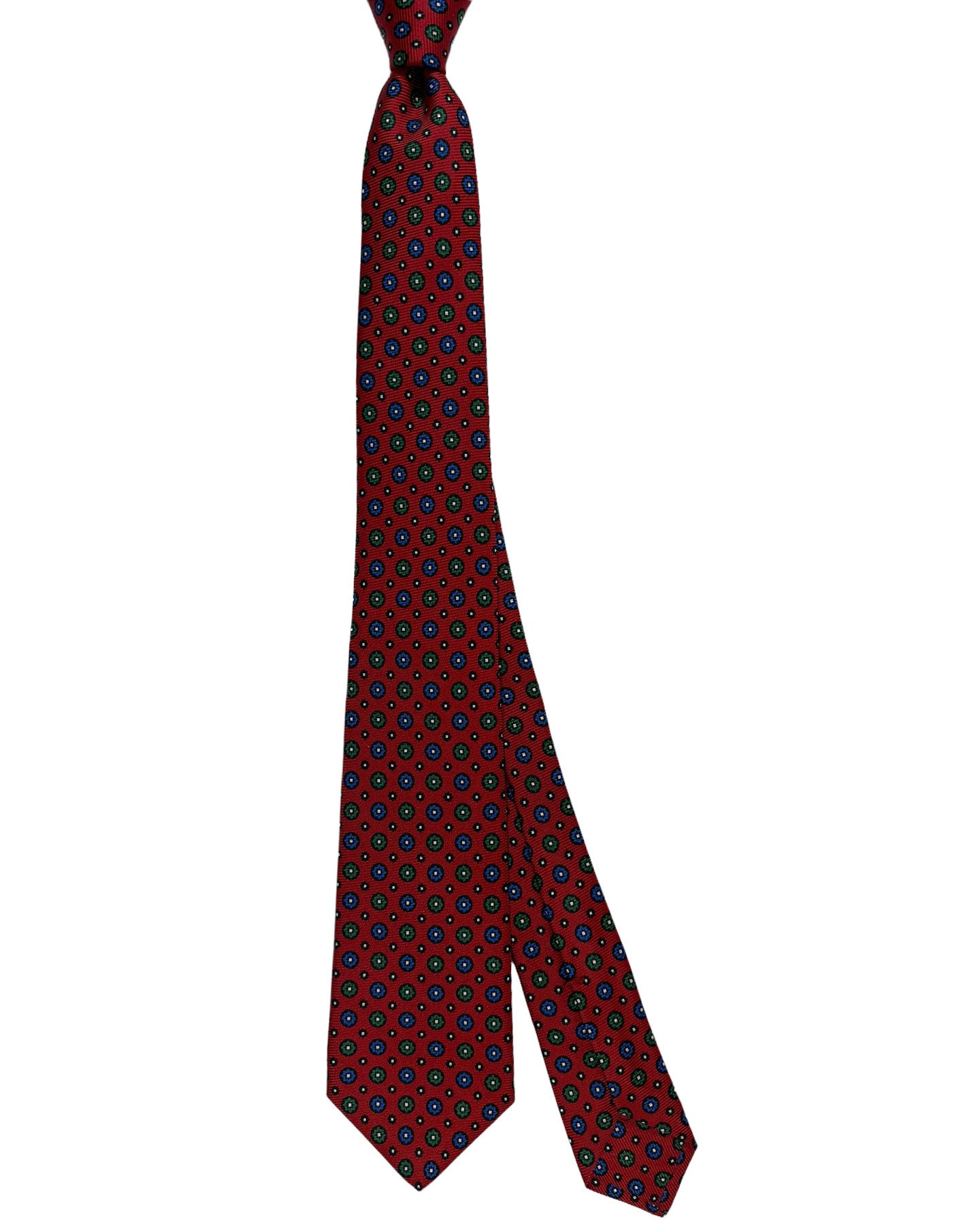 Kiton Tie Conservative Maroon Green Navy Design - Sevenfold Necktie