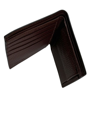 Kiton Wallet - Brown Grain Leather Men Wallet Bifold With Coin Pocket