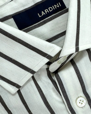 Lardini Shirt White Brown Stripes 