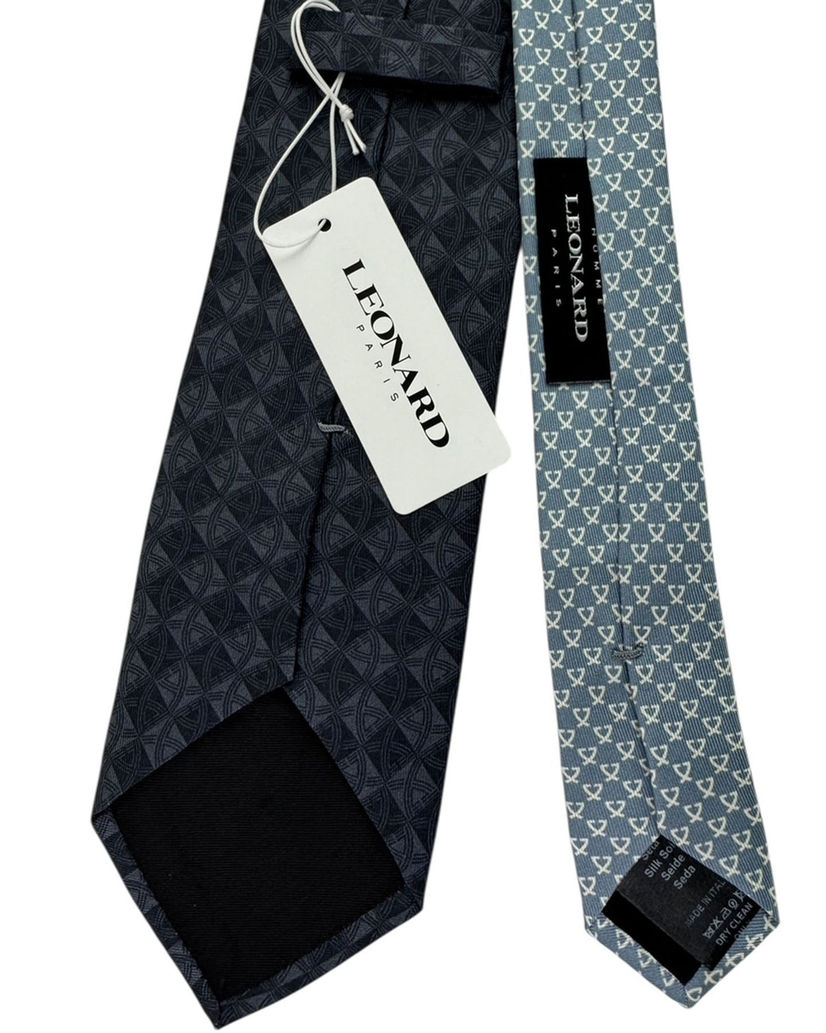 Leonard Paris Silk Tie Charcoal Celtic Knot Weave