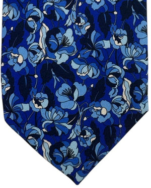 Leonard Paris Silk Tie Royal Blue Floral