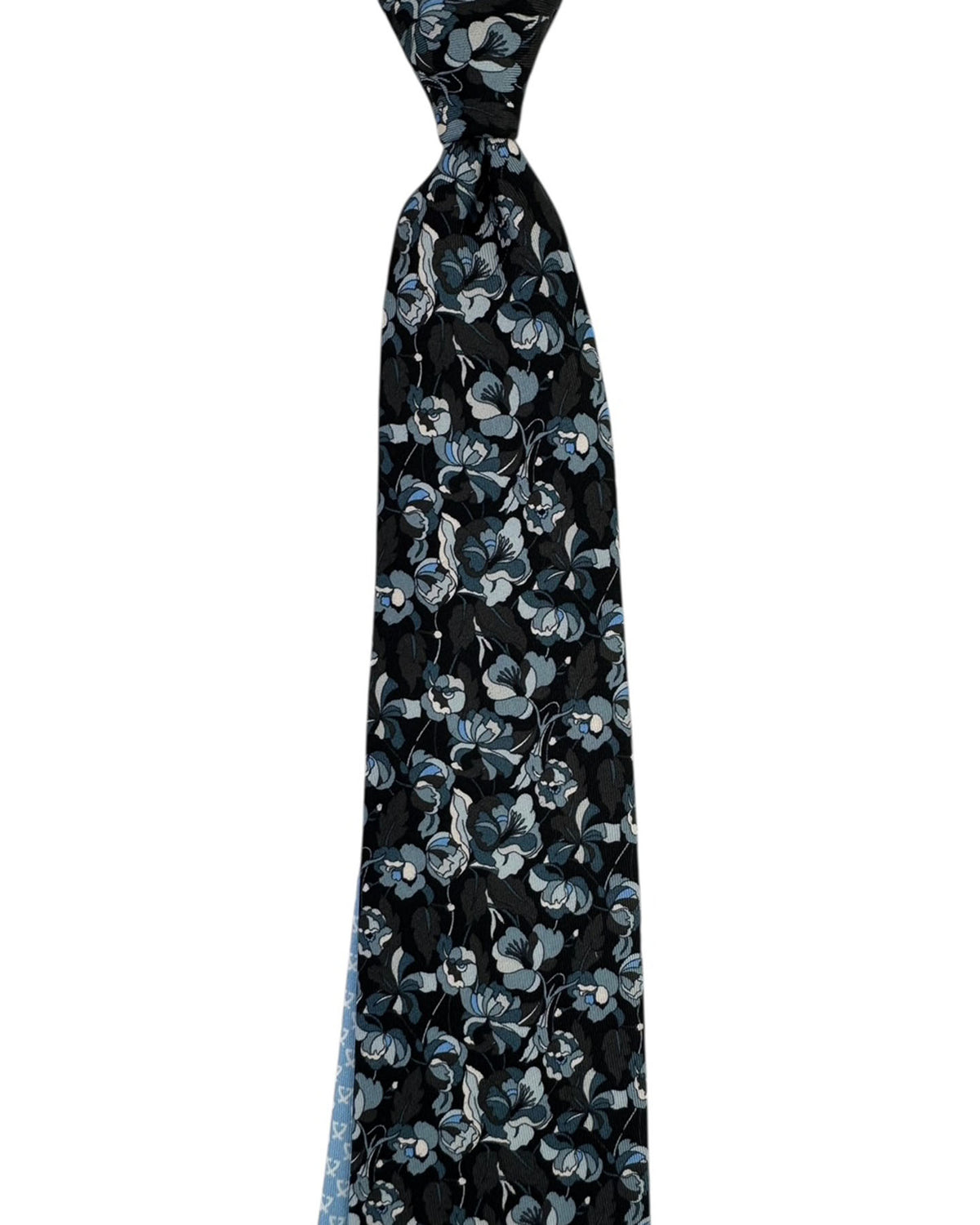Leonard Paris Silk Tie Black and Gray Floral