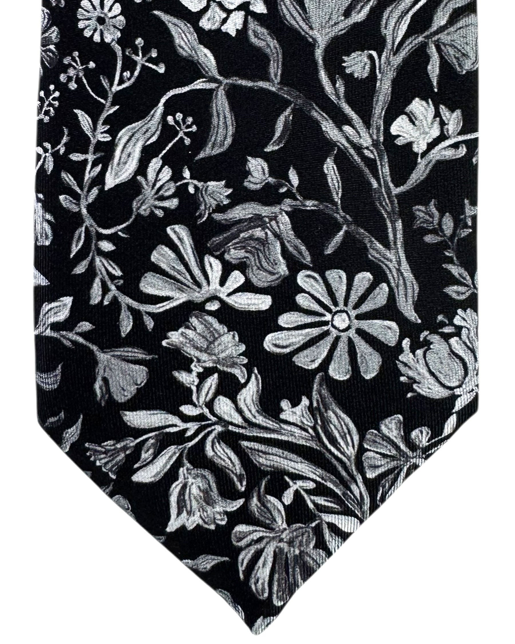 Leonard Paris Silk Tie Black Floral New