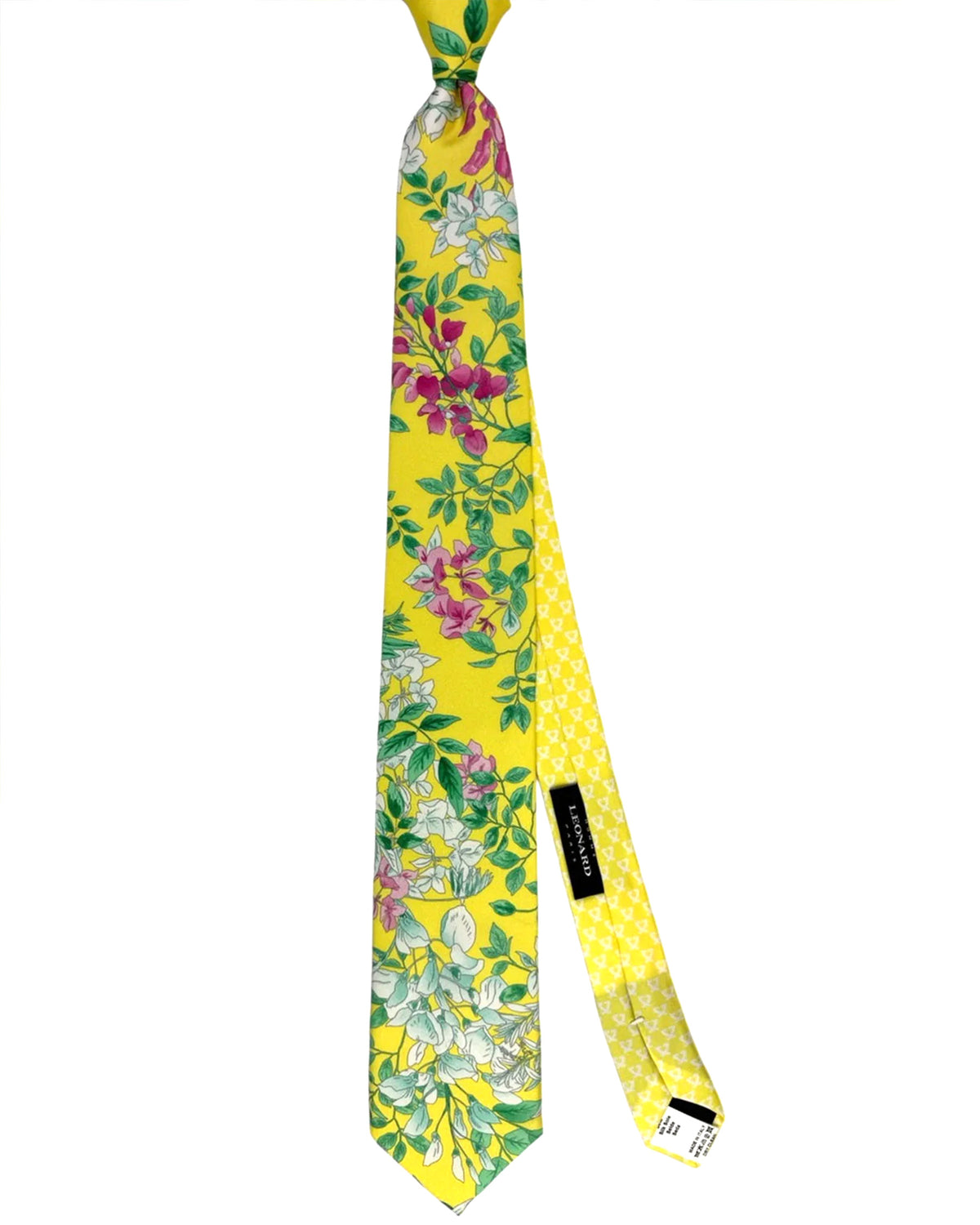 Leonard Paris Silk Tie Yellow Botanical Floral
