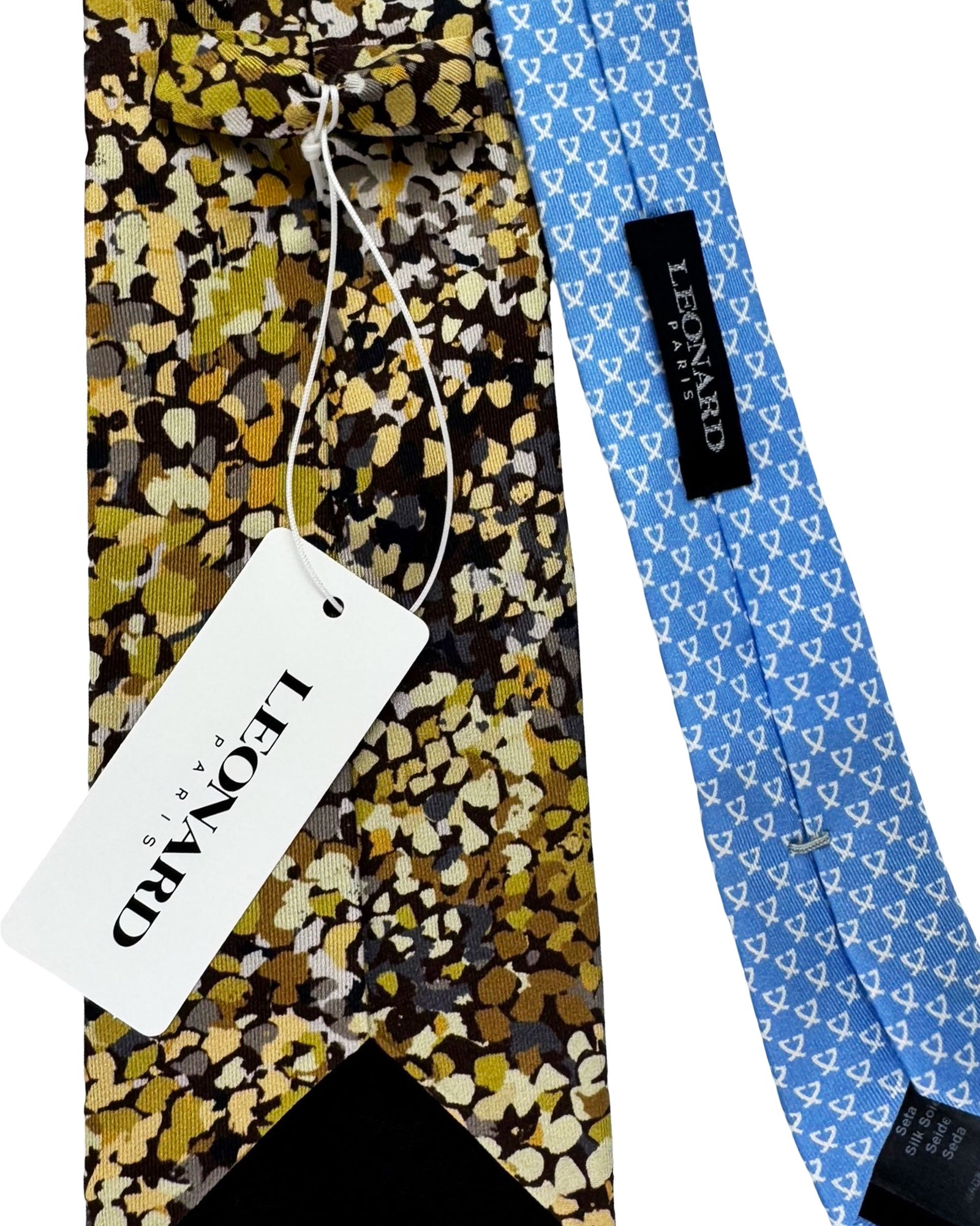 Leonard Paris Silk Tie Mustard Abstract Floral