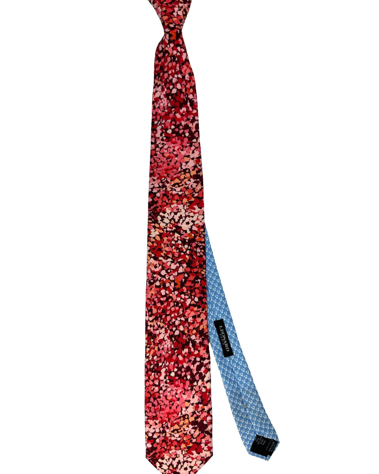 Leonard Paris Silk Tie Red Pink Abstract Floral