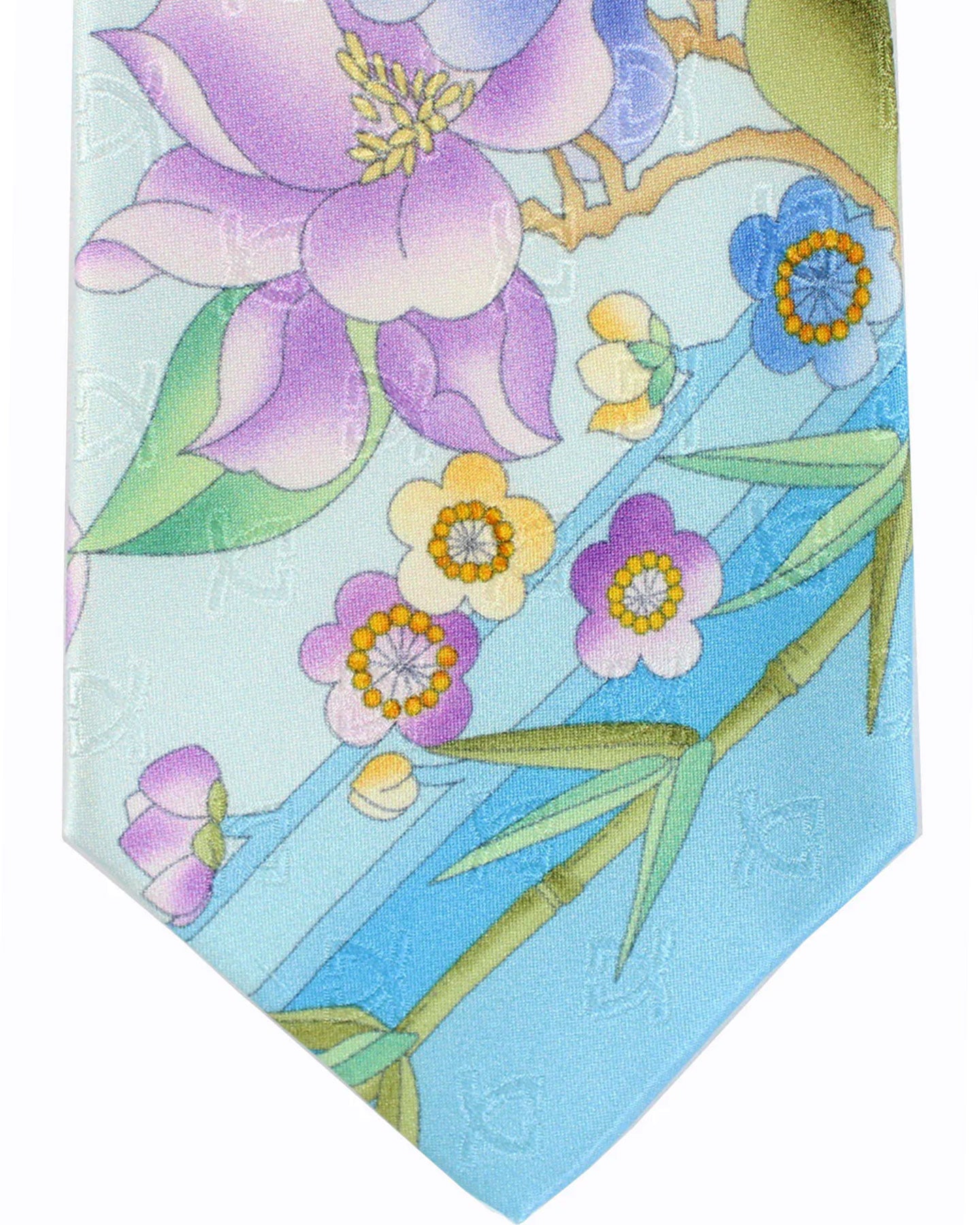Leonard Paris Tie Sky Blue Lavender Floral