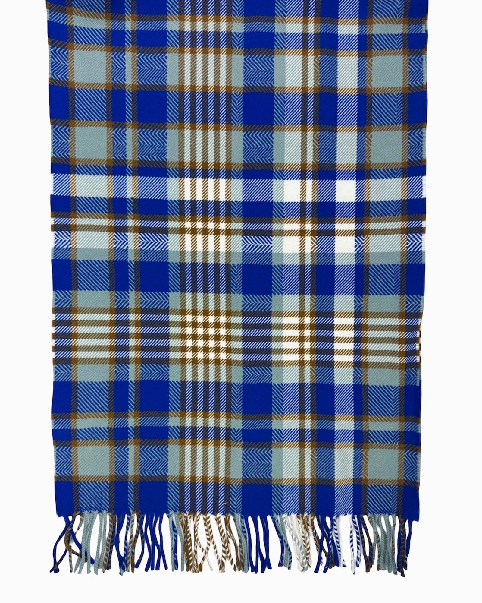Loro Piana Scarf Royal Blue Brown Check Plaid 