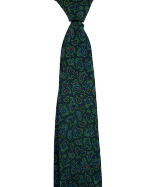 E. Marinella Navy Tie Green Red Paisley Vintage