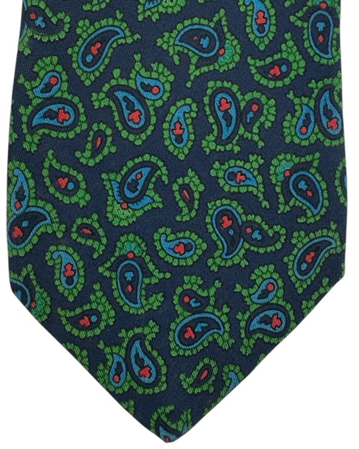 E. Marinella Navy Tie Green Red Paisley Vintage