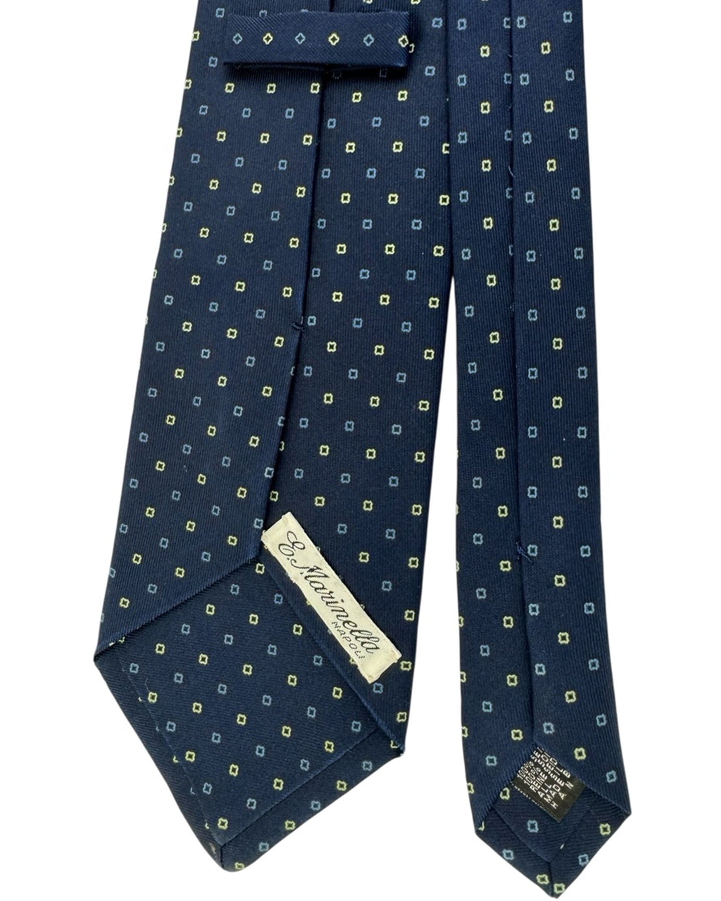 E. Marinella Tie Navy Micro Design - Wide Necktie