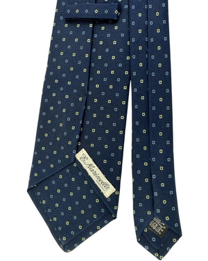 E. Marinellaavy Navy Tie With Yellow and Blue Dot Grid