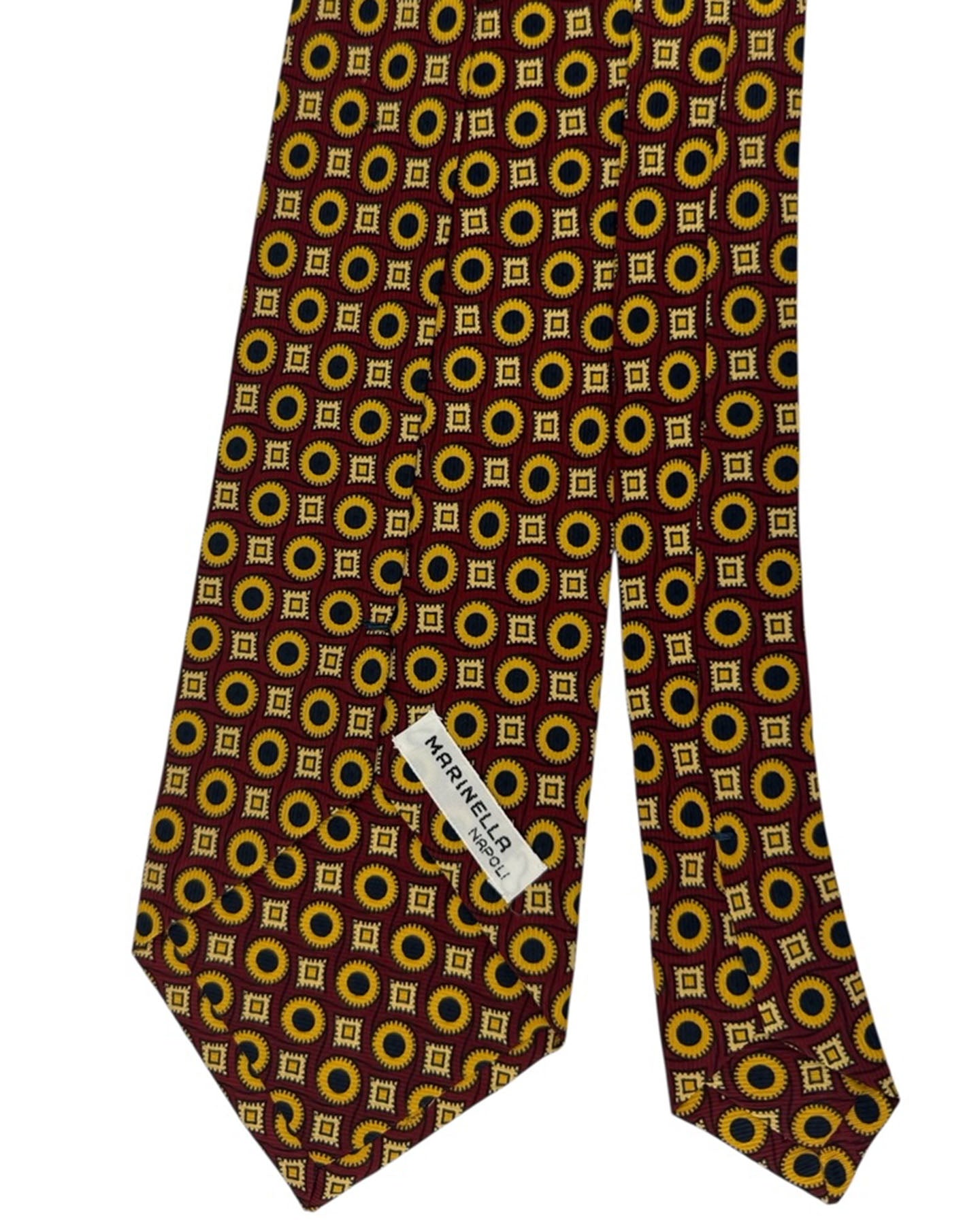 E. Marinella Silk Tie Maroon Orange Pattern - Wide Necktie