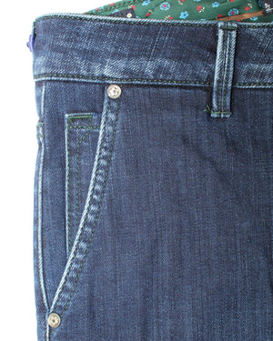 E. Marinella Denim Jeans Dark Blue Slant Pocket 33 Slim Fit - SALE