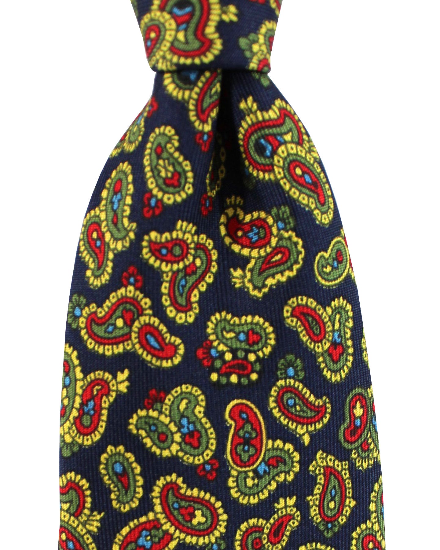 E. Marinella Tie Dark Navy Red Green Paisley Design