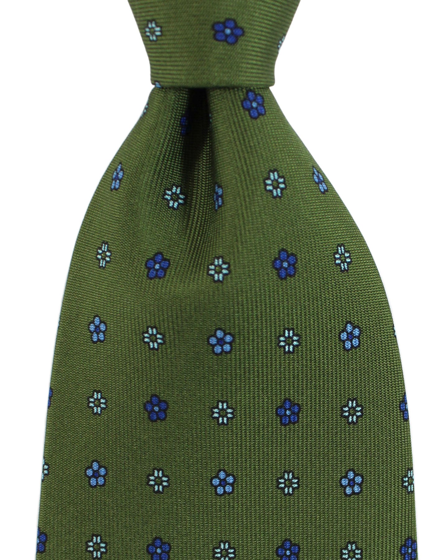 E. Marinella Tie Green Blue Mini Floral Design