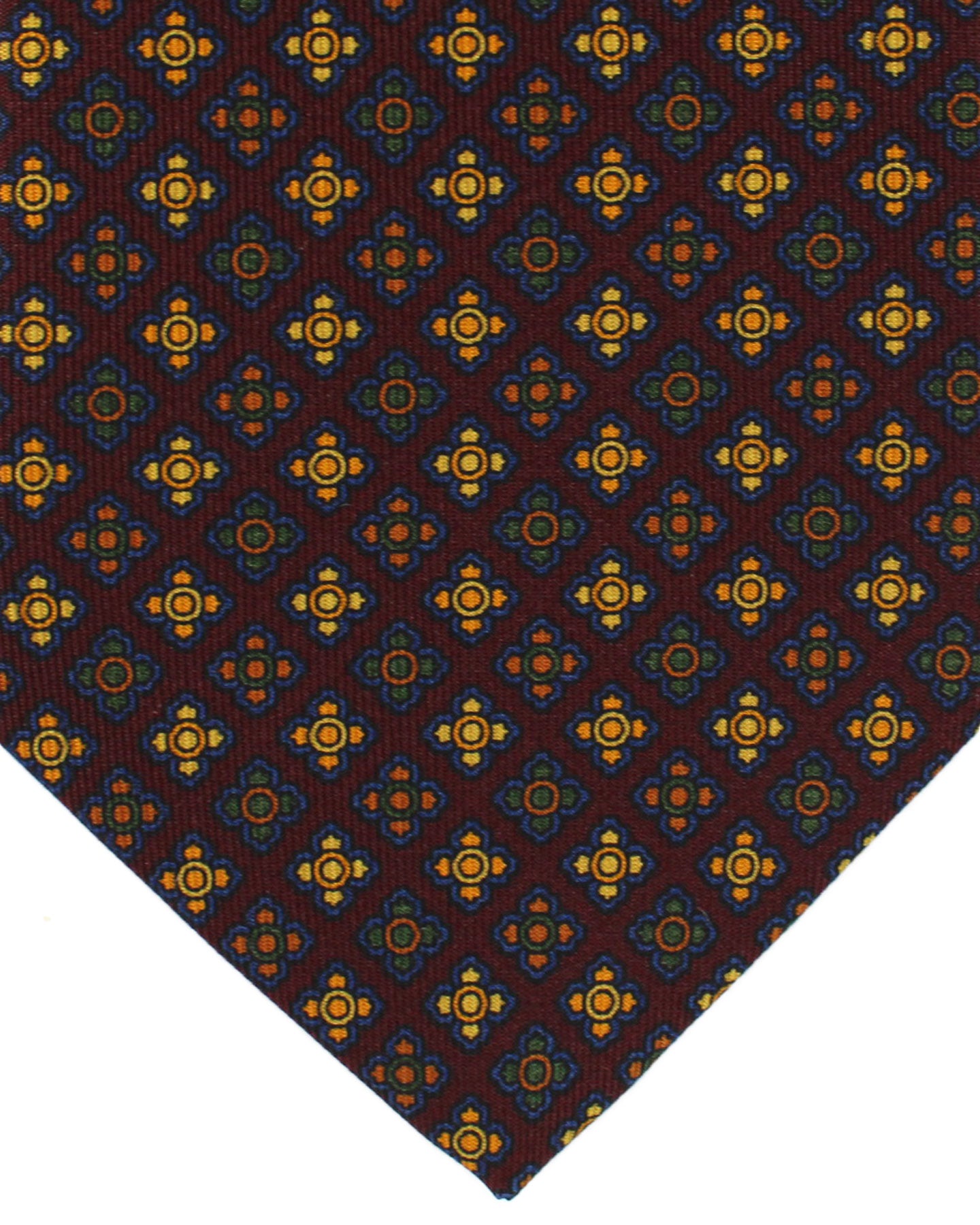 E. Marinella Tie Maroon Dark Blue Geometric Design - Wide Necktie