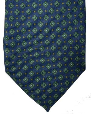 Marinella Tie Navy Green Micro Pattern DesigE. Marinella Tie Navy Green Micro Geometric Design