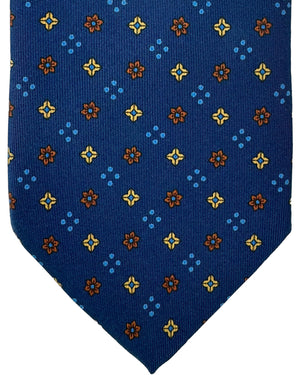 E. Marinella Tie Navy Blue Mini Flowers Design