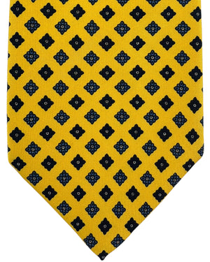 E. Marinella Silk Tie Orange-Mustard Midnight Blue Geometric