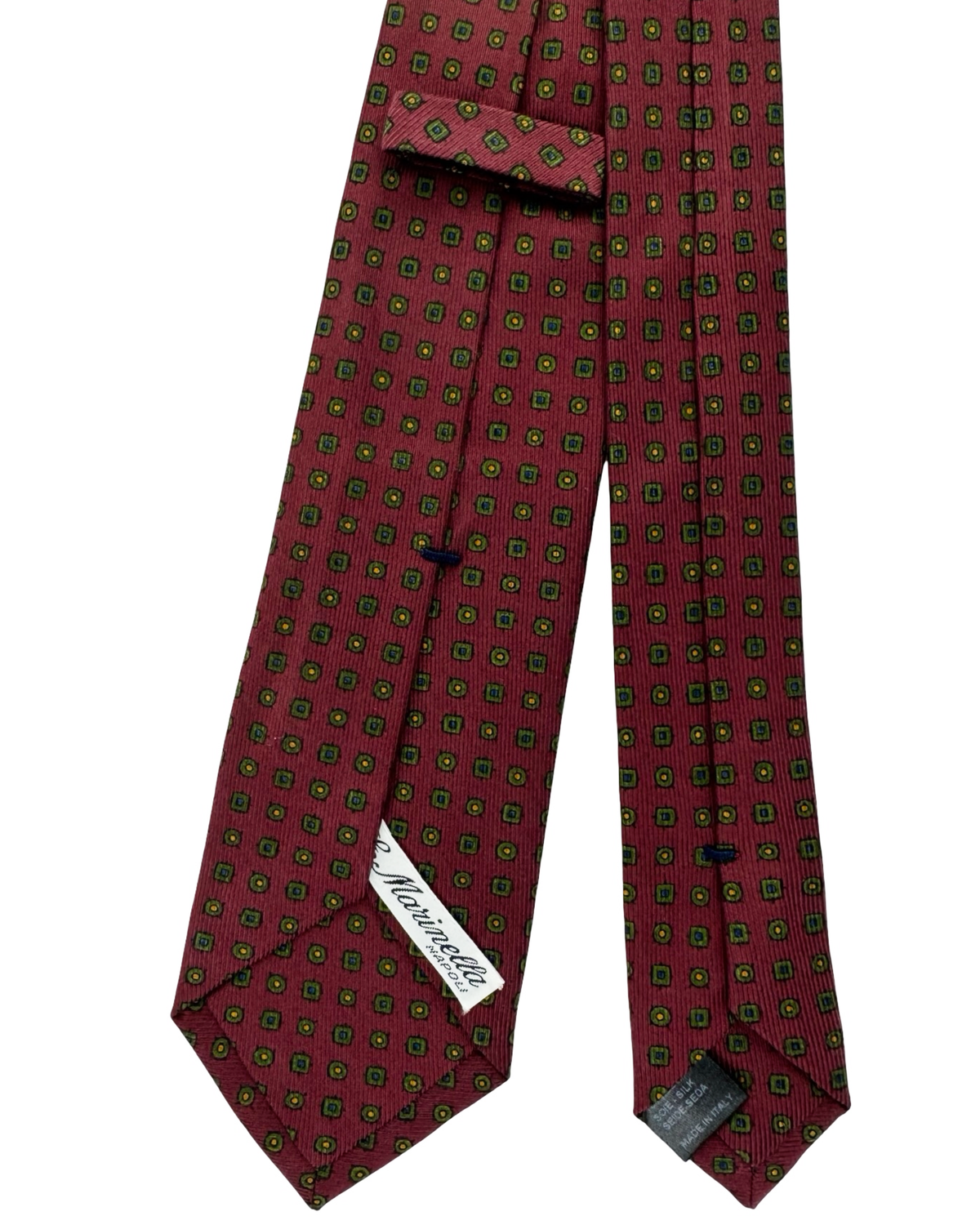 E. Marinella Silk Tie Bordeaux Green Geometric