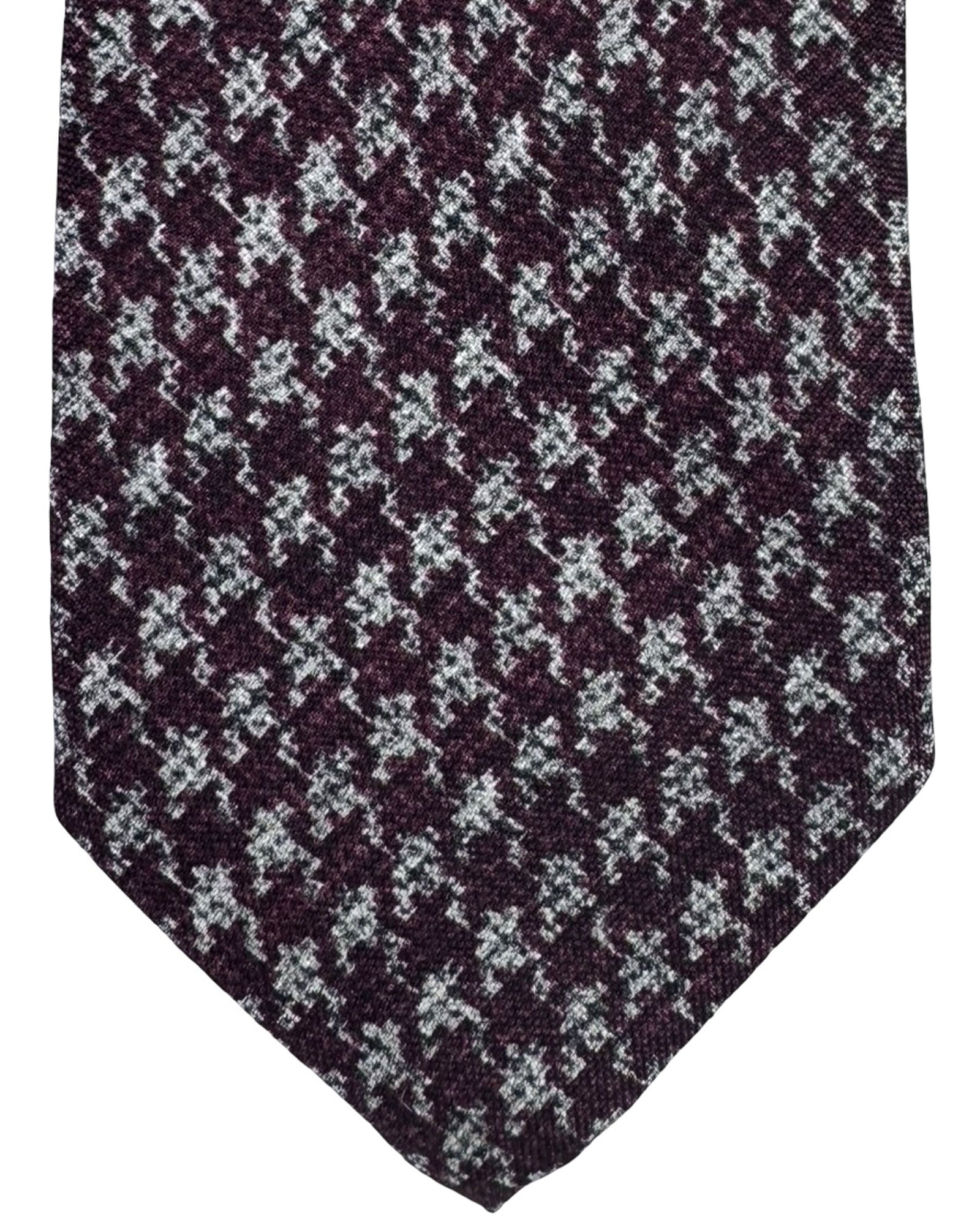 Canali Tie Maroon Gray Houndstooth