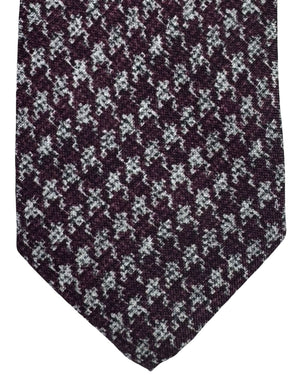 Canali Tie Maroon Gray Houndstooth